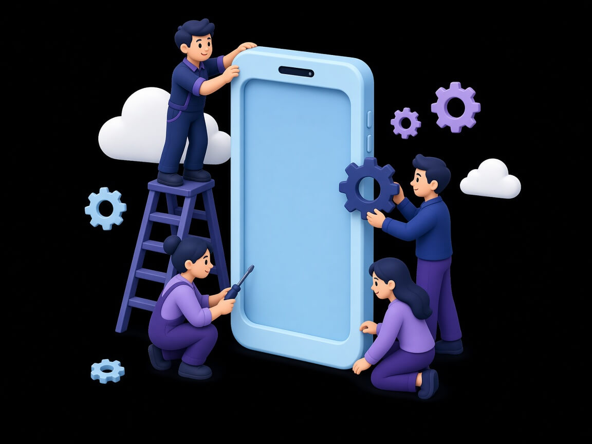 Engineering team assembling a software product
